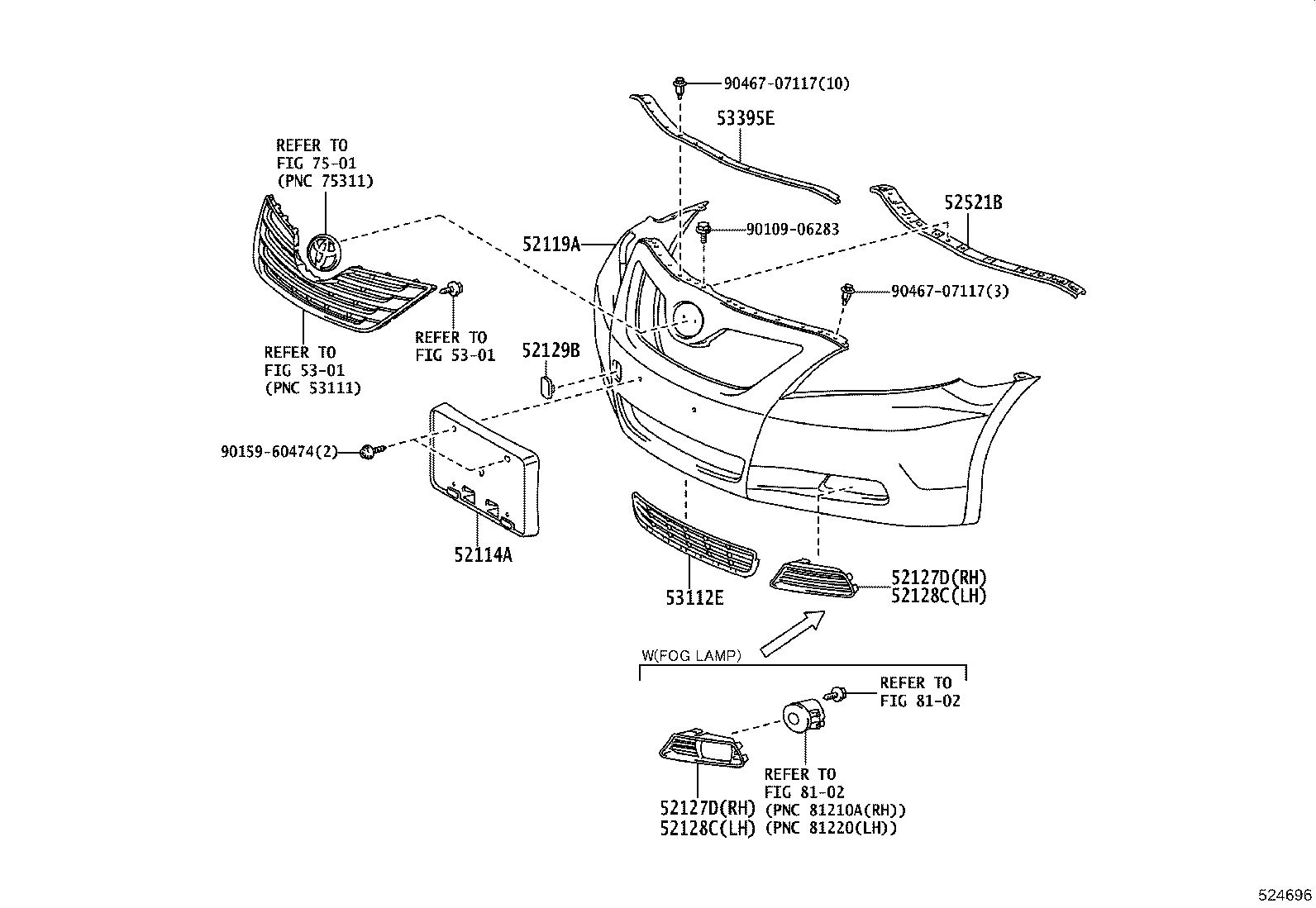 52114-33170 BRACKET, FRONT BUMPER EXTENSION MOUNTING product image