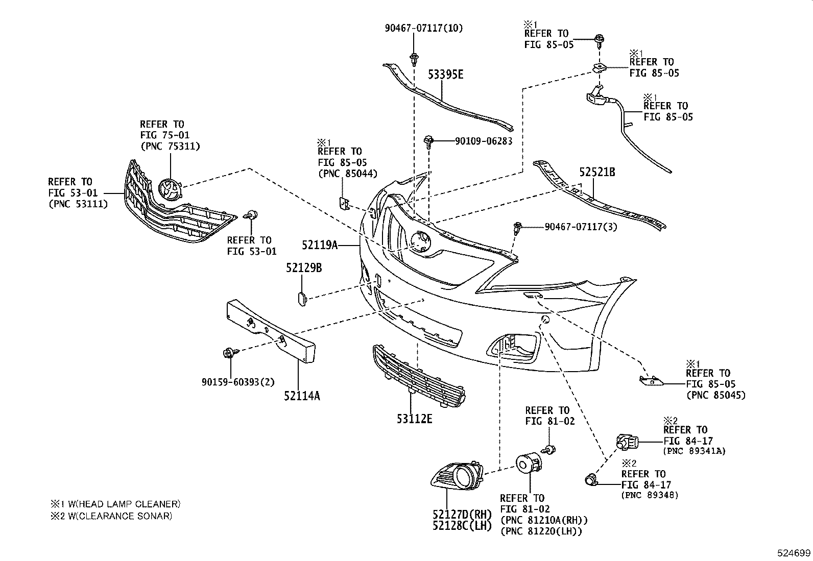 52040-33010 COVER, FRONT BUMPER HOLE, LH product image