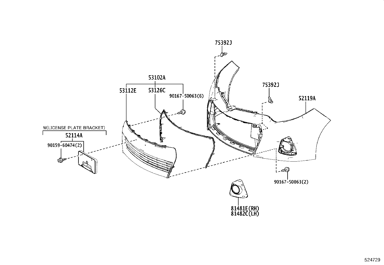 52114-02090 BRACKET, FRONT BUMPER EXTENSION MOUNTING product image