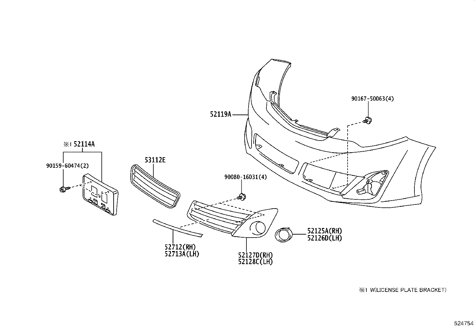 52114-06170 BRACKET, FRONT BUMPER EXTENSION MOUNTING product image