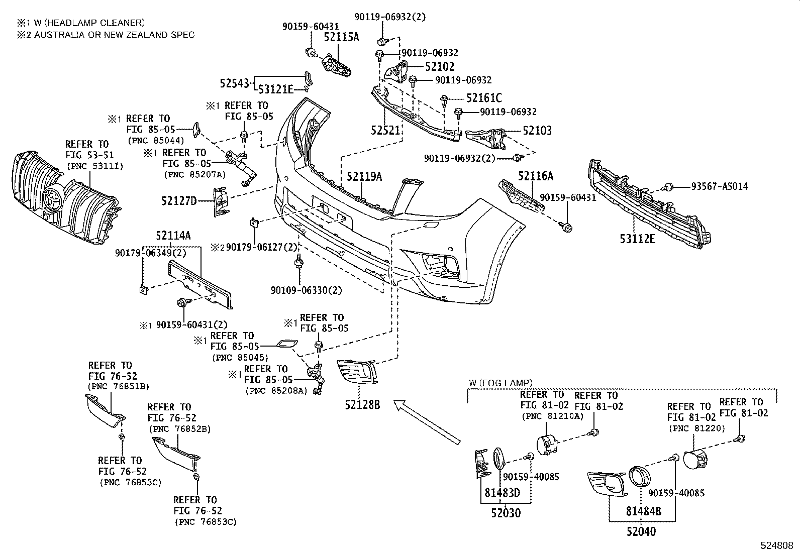 52127-60180 COVER, FOG LAMP, RH product image