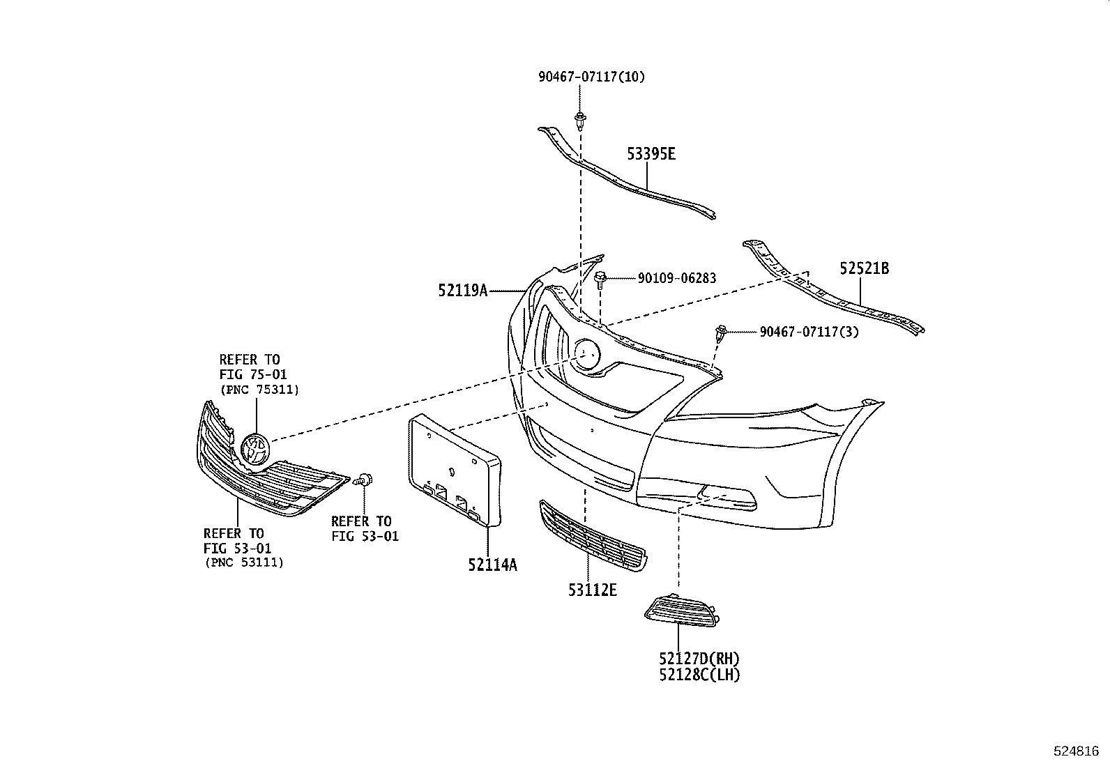 52030-06060 COVER, FRONT BUMPER HOLE, RH product image