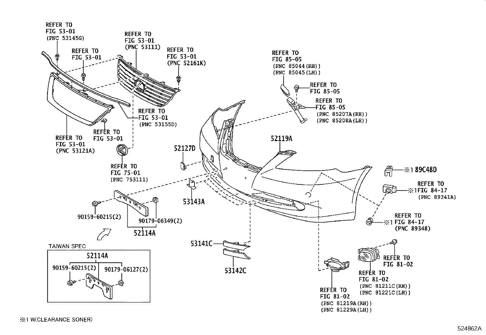 52114-33200 BRACKET, FRONT BUMPER EXTENSION MOUNTING product image