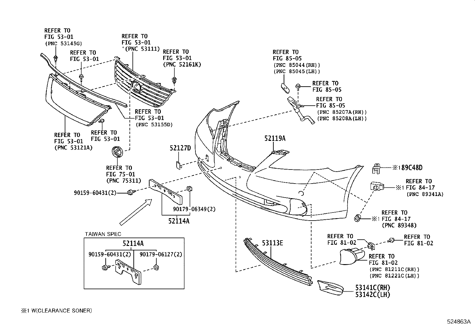 52114-33200 BRACKET, FRONT BUMPER EXTENSION MOUNTING product image