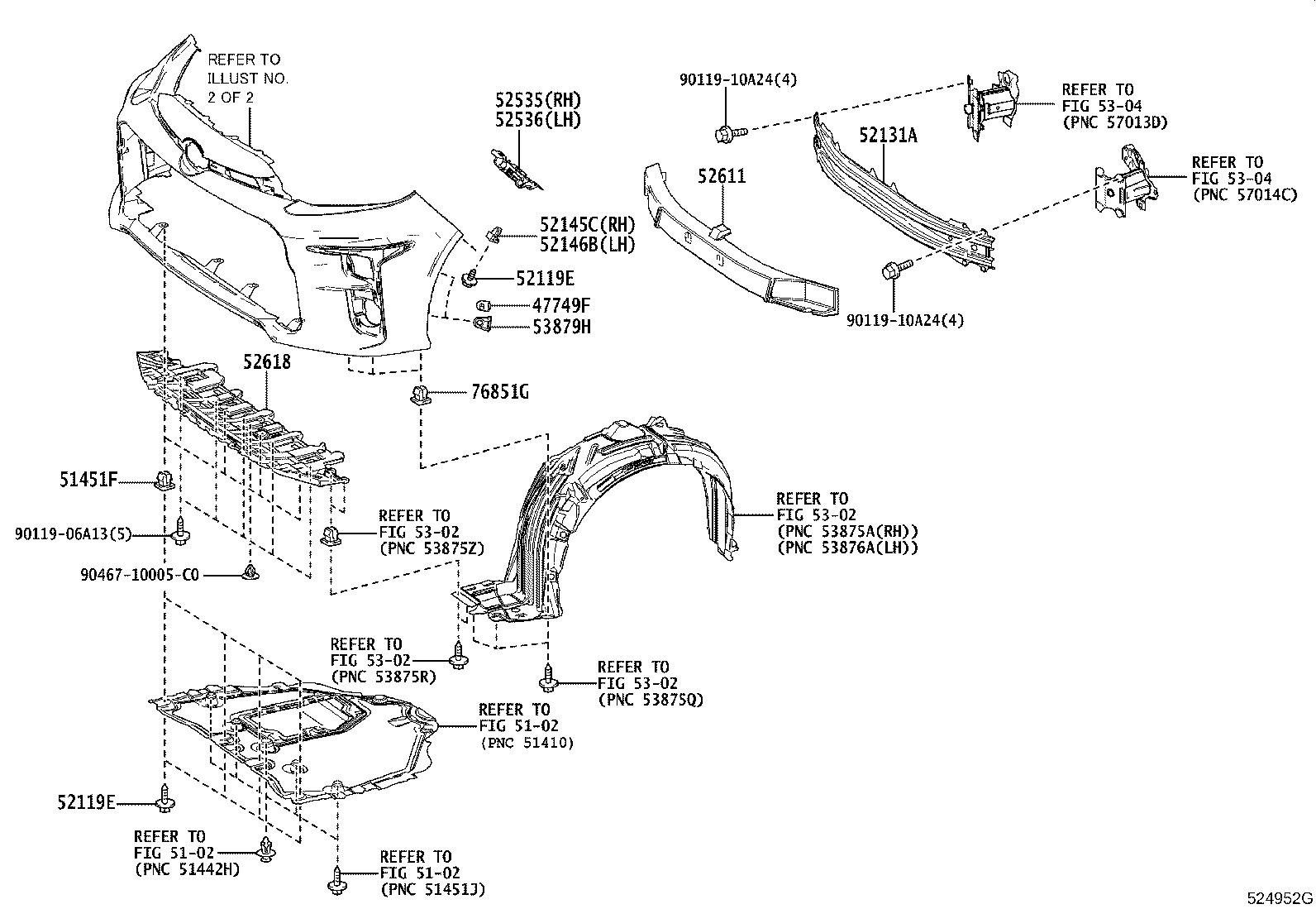 52112-52150-B0 EXTENSION, FRONT BUMPER, RH product image