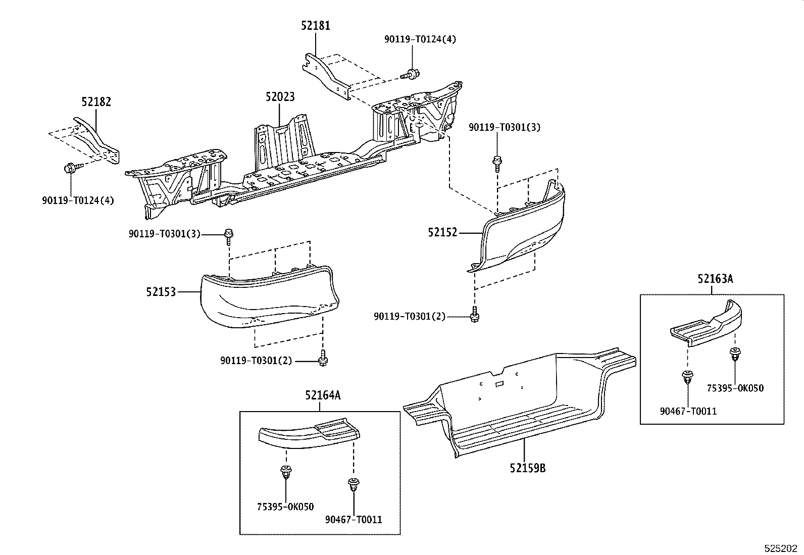 52151-YY100 BAR, REAR BUMPER, RH product image