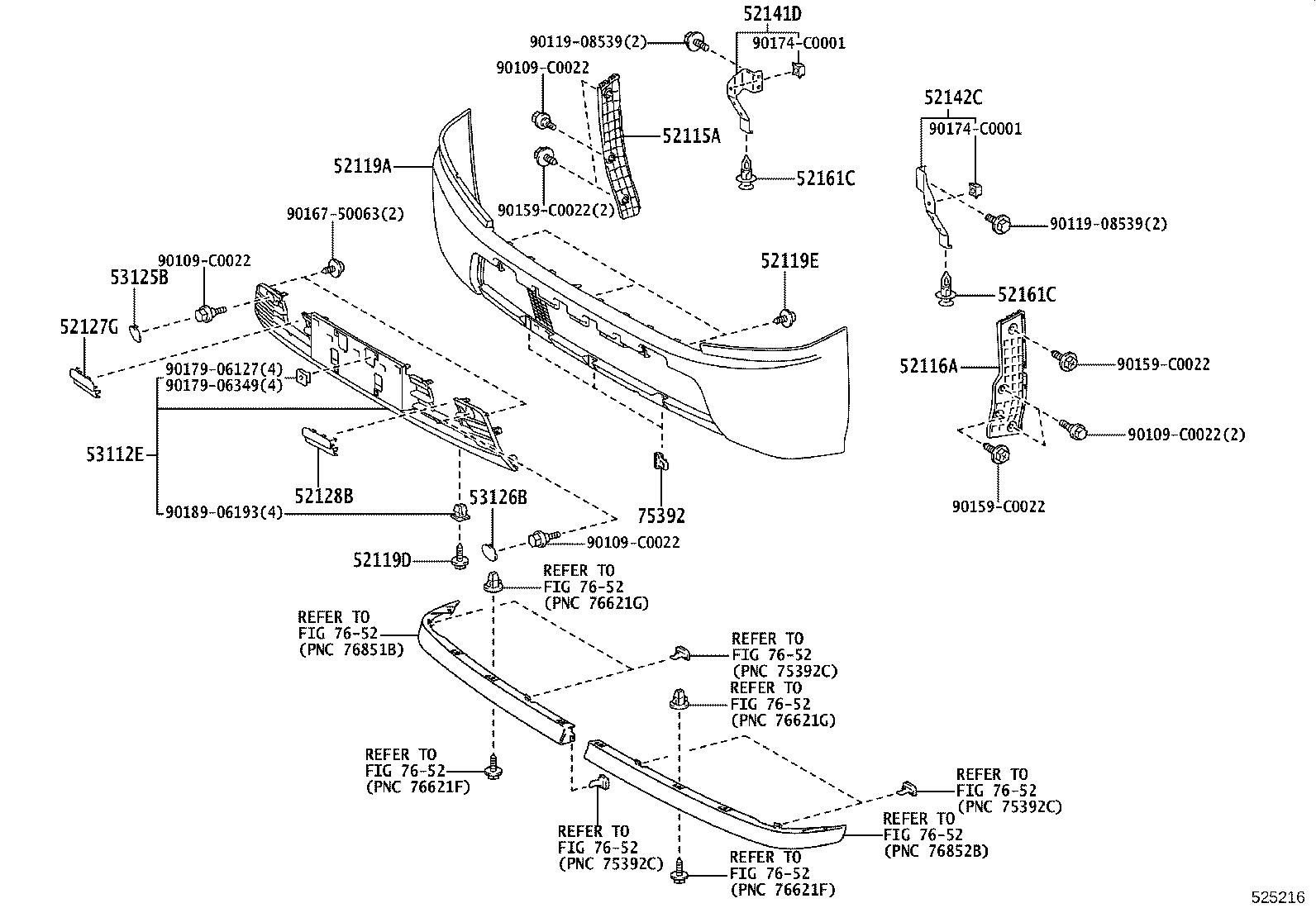 52116-0S010 SUPPORT, FRONT BUMPER SIDE, LH product image