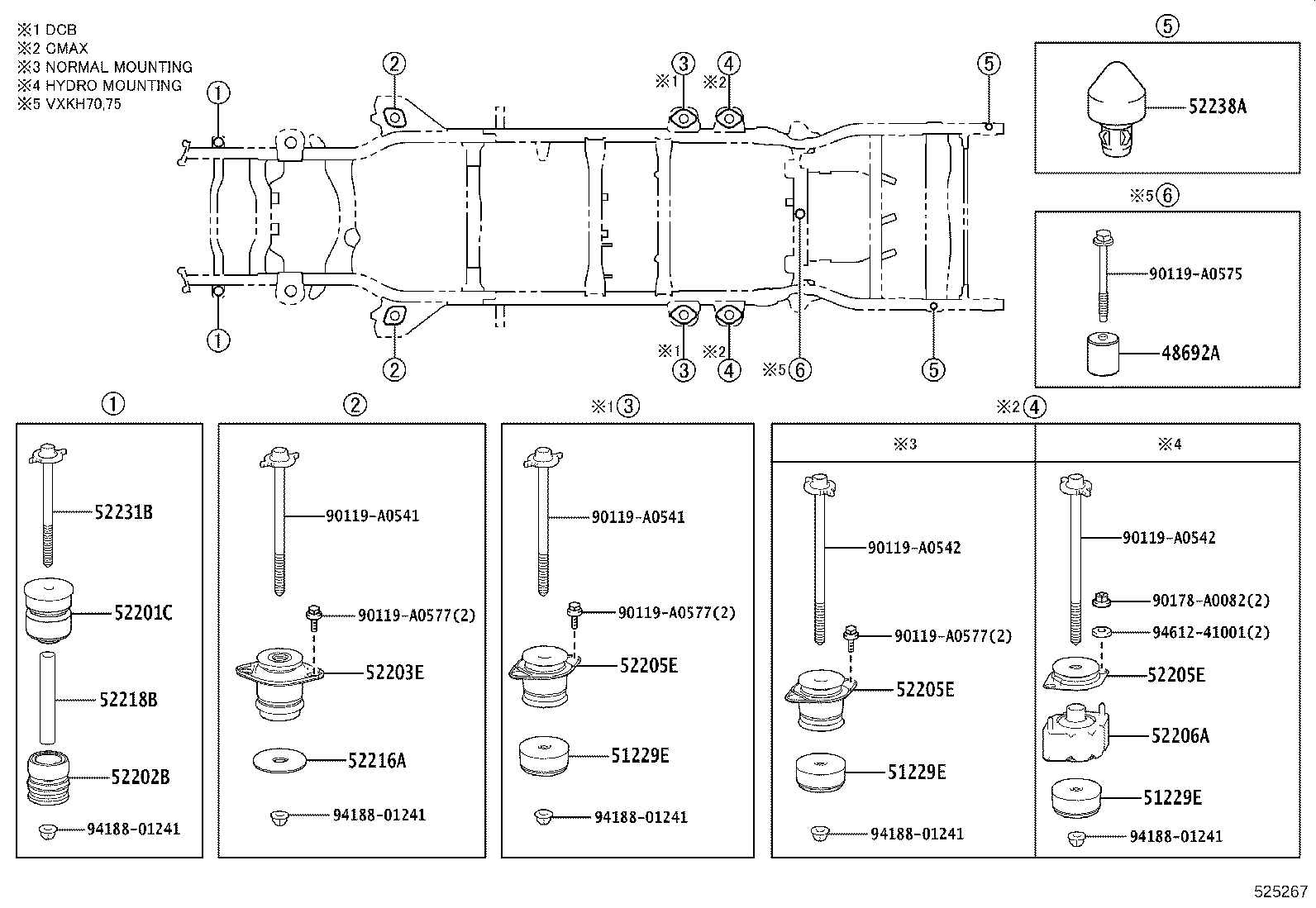 52201-0C030 CUSHIION SUB-ASSY, CAB MOUNTING, NO.1 UPPER product image