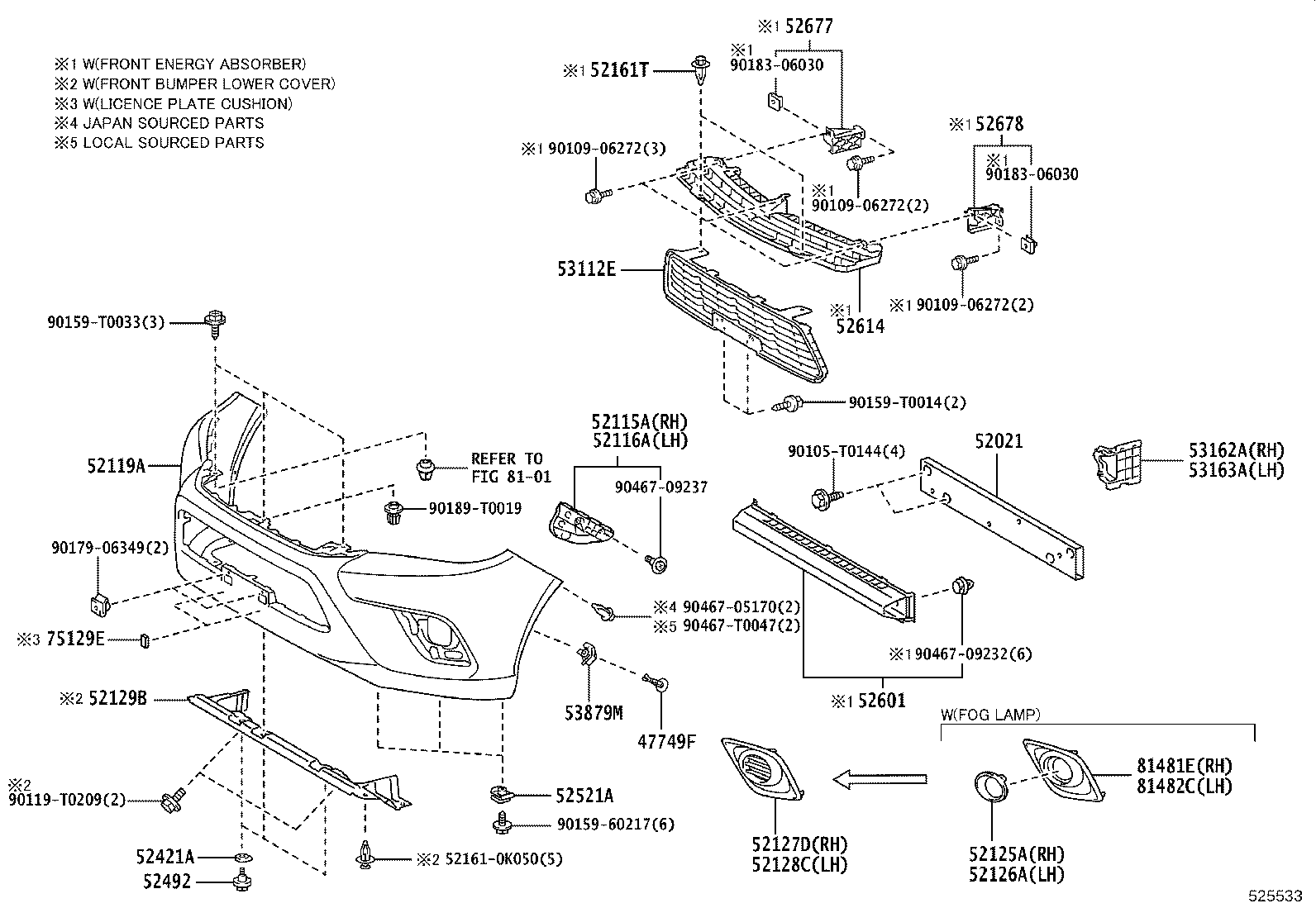 52112-YY060 EXTENSION, FRONT BUMPER, RH product image