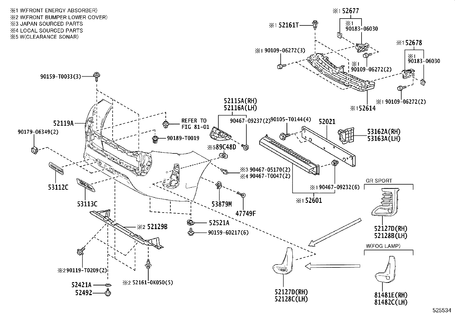 52112-YY060 EXTENSION, FRONT BUMPER, RH product image