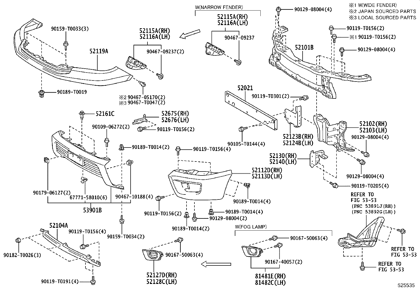 52112-YY060 EXTENSION, FRONT BUMPER, RH product image