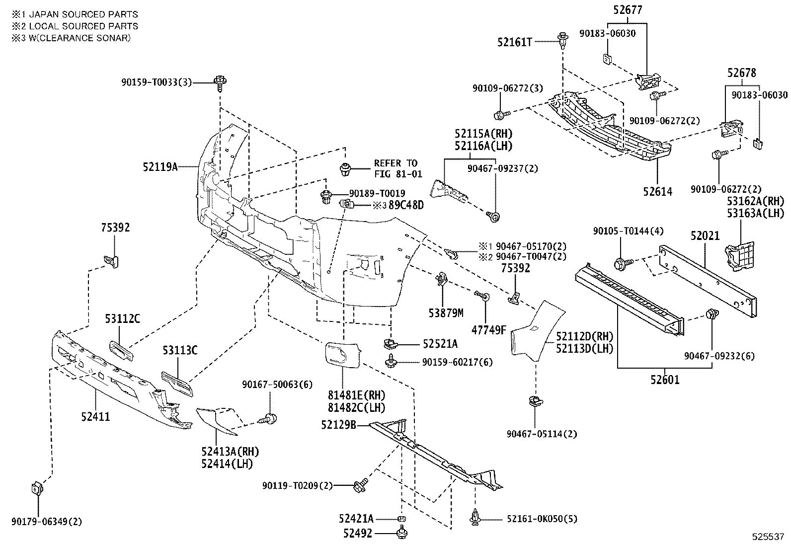 52112-YY060 EXTENSION, FRONT BUMPER, RH product image