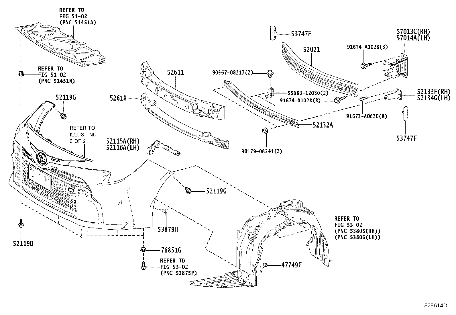 52112-12320-B0 EXTENSION, FRONT BUMPER, RH product image