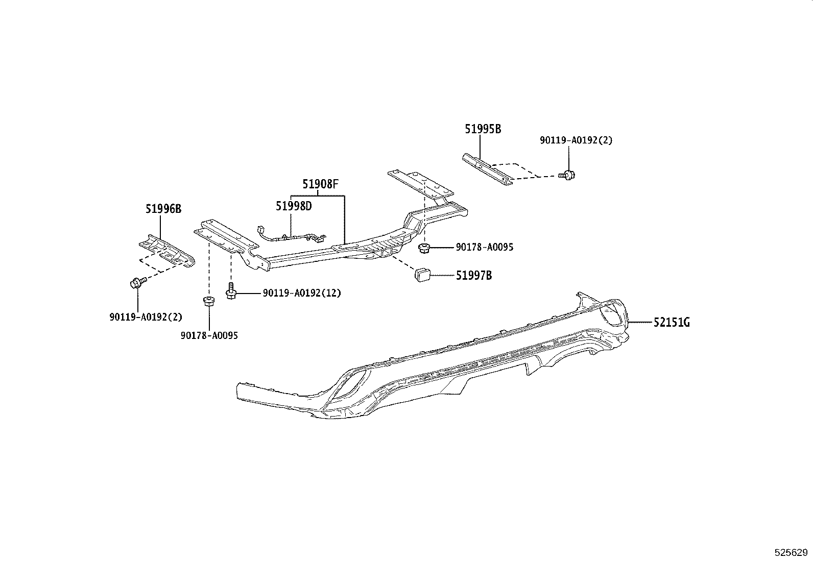 52151-0E130 EXTENSION, REAR BUMPER product image