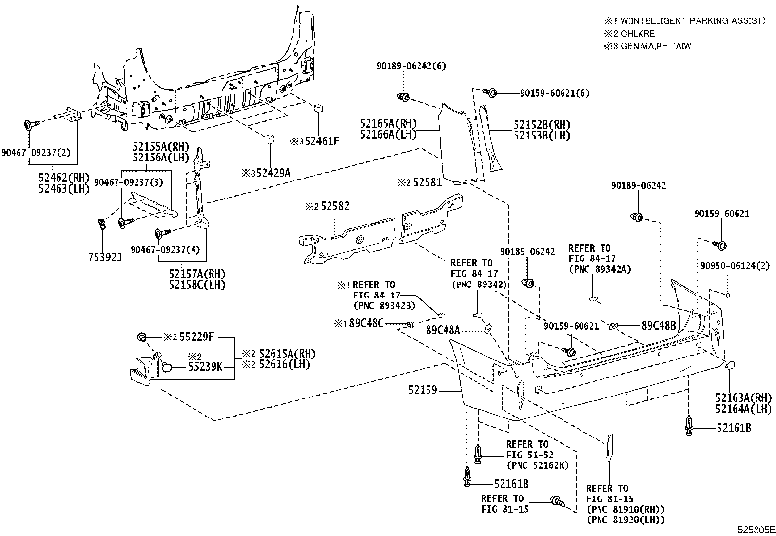 52155-V2011 SUPPORT, REAR BUMPER SIDE, RH product image