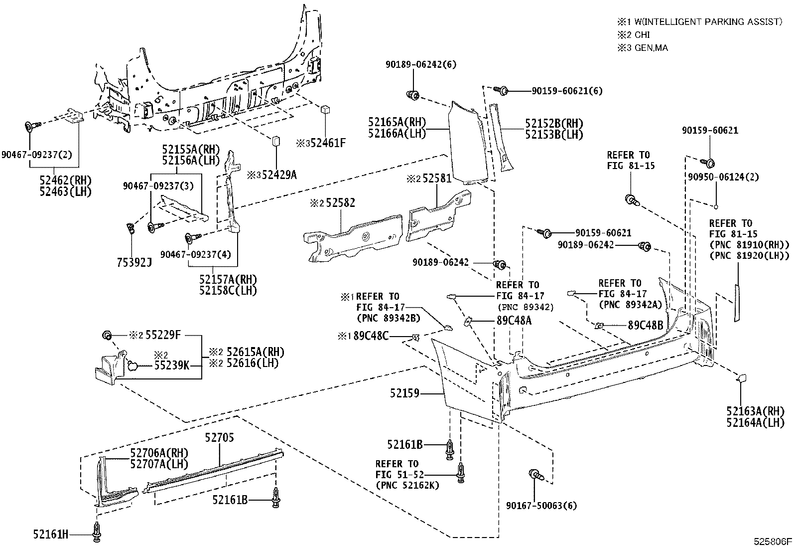 52155-V2011 SUPPORT, REAR BUMPER SIDE, RH product image