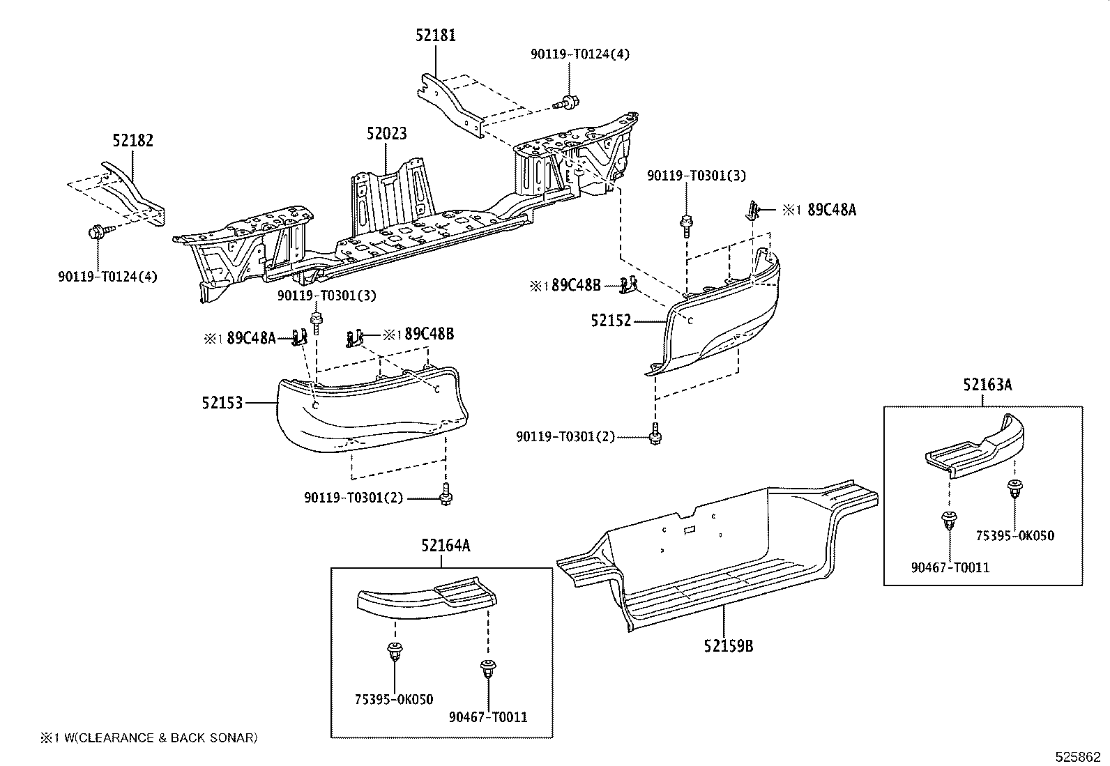52151-YP020 BAR, REAR BUMPER, RH product image