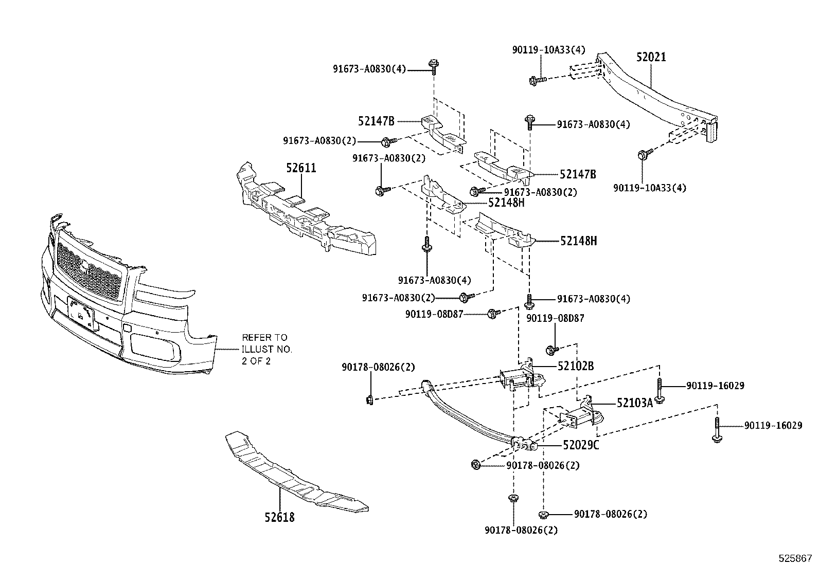 52114-40020 BRACKET, FRONT BUMPER EXTENSION MOUNTING product image