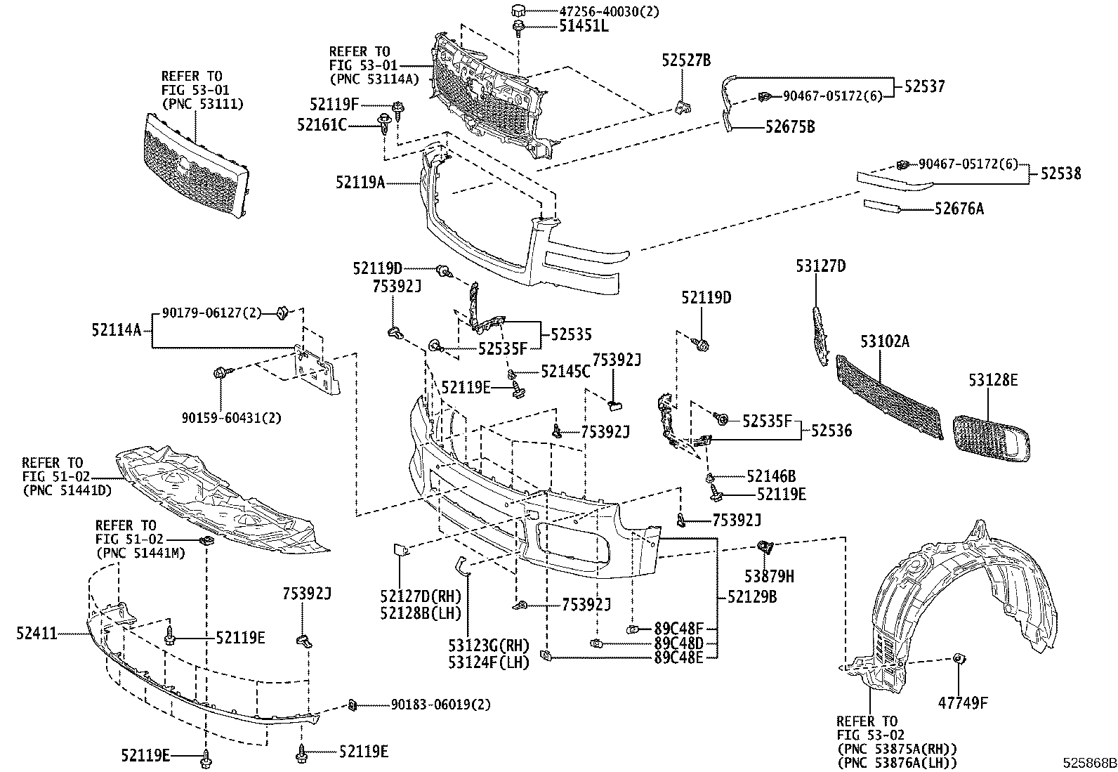 52114-40020 BRACKET, FRONT BUMPER EXTENSION MOUNTING product image