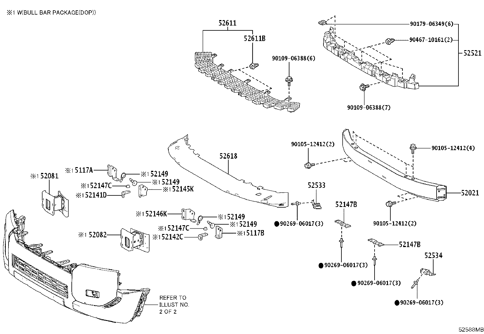 52112-60913 EXTENSION, FRONT BUMPER, RH product image