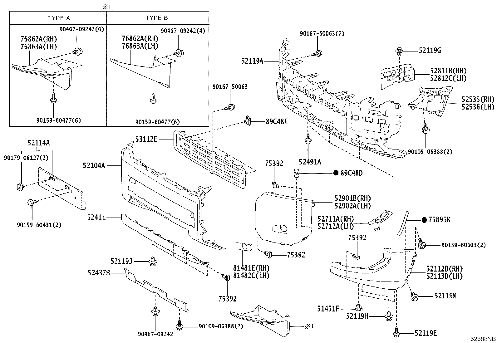 52112-60913 EXTENSION, FRONT BUMPER, RH product image