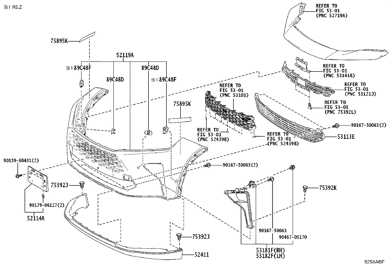 52114-30430 BRACKET, FRONT BUMPER EXTENSION MOUNTING product image