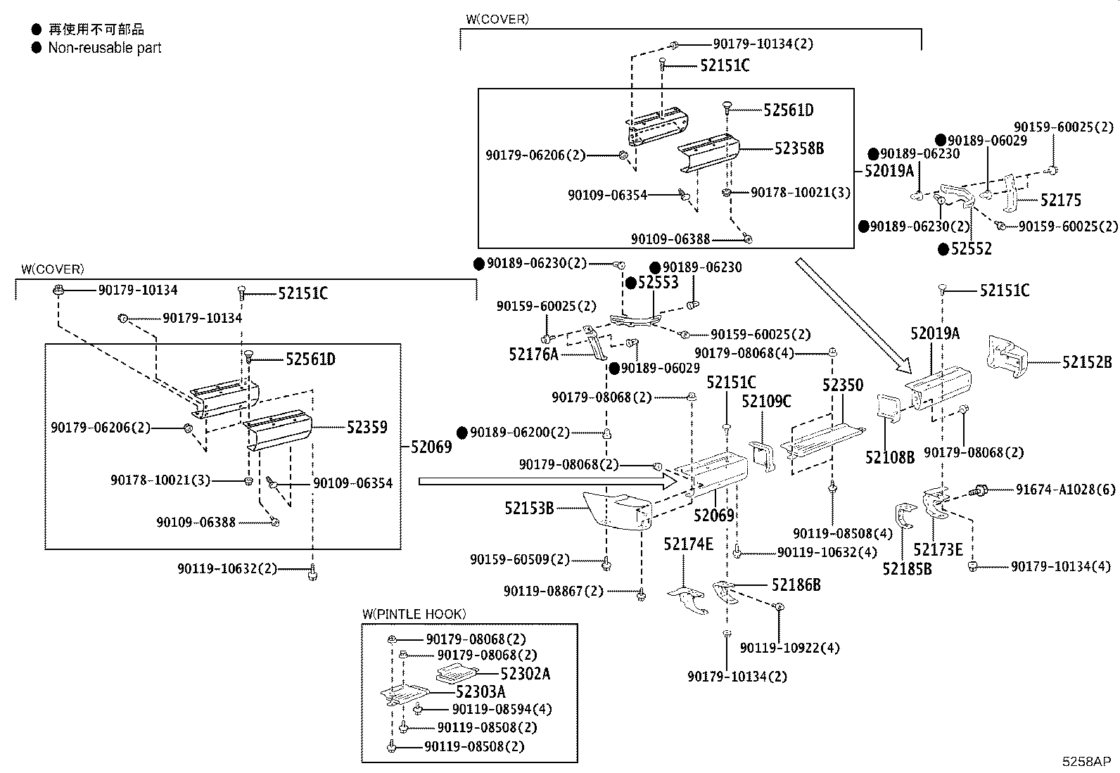 52186-60050 BRACKET, REAR BUMPER SIDE, LH product image