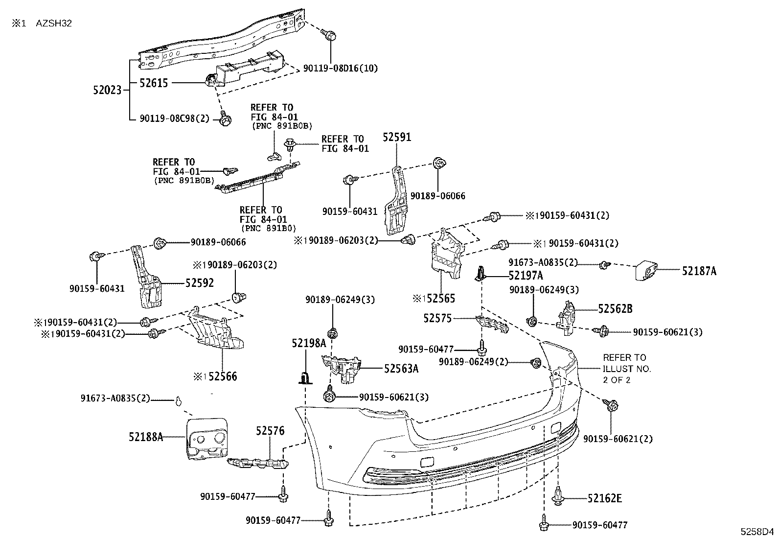 52575-30240 RETAINER, REAR BUMPER SIDE, RH product image