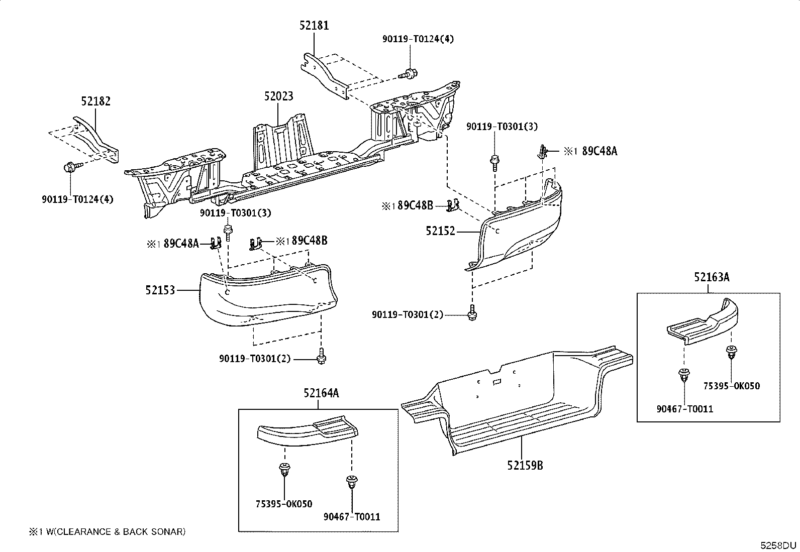 52151-0K510 BAR, REAR BUMPER, RH product image