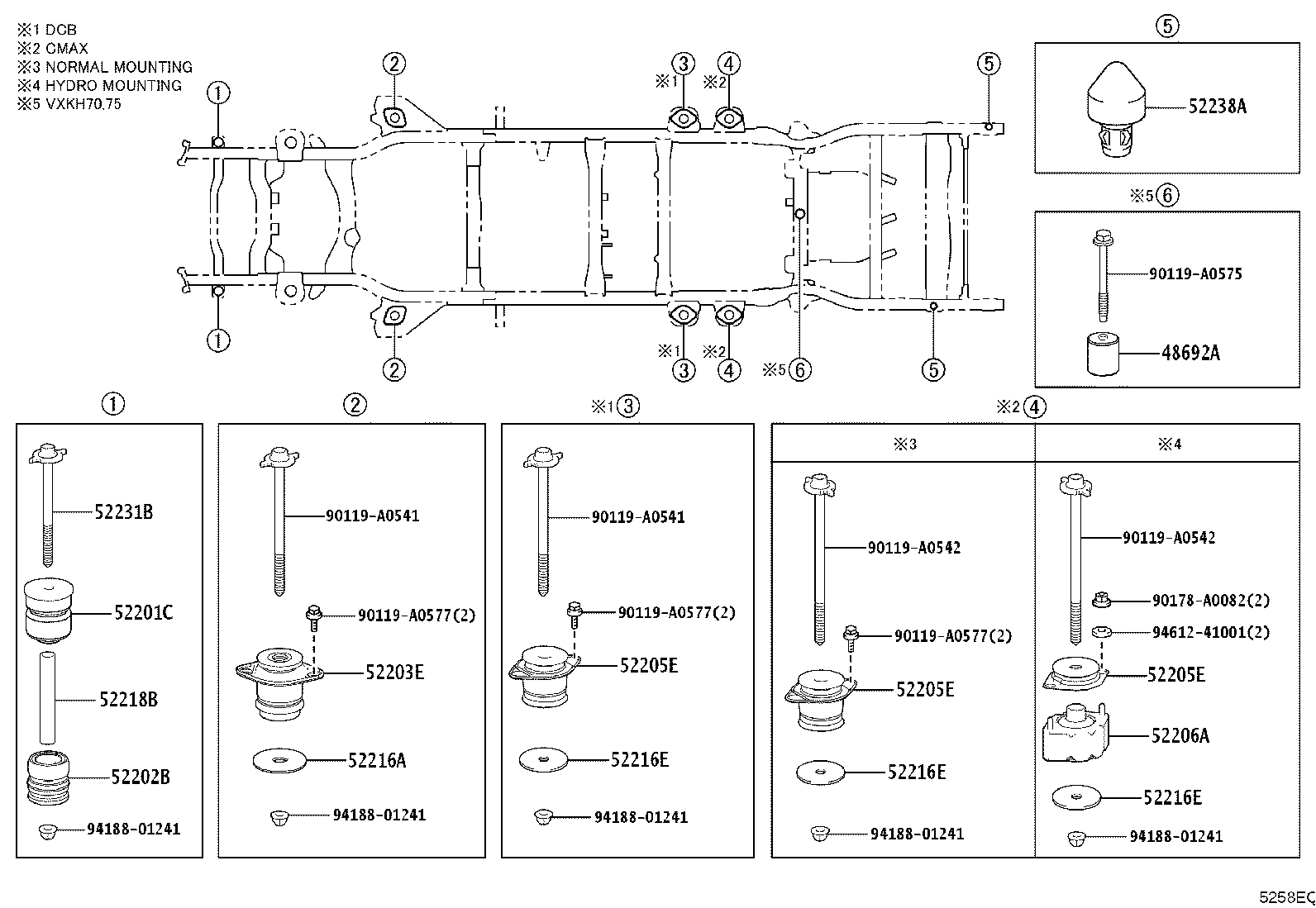 52201-0C030 CUSHIION SUB-ASSY, CAB MOUNTING, NO.1 UPPER product image
