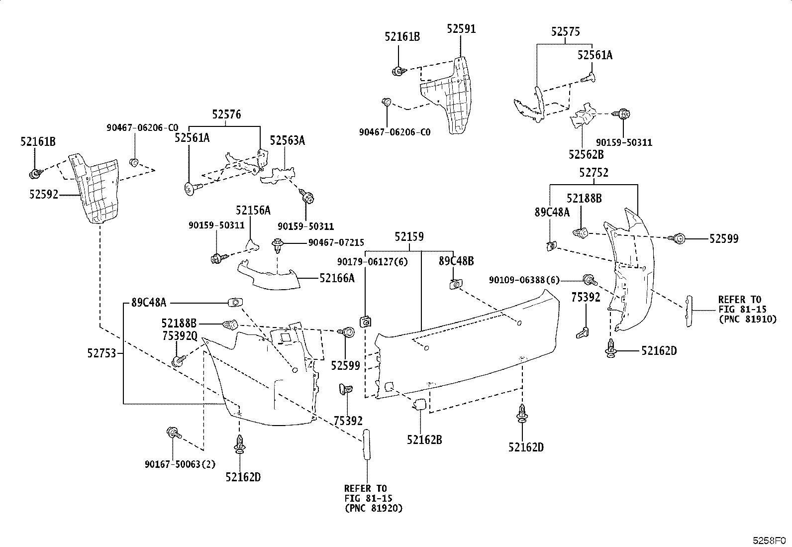 52159-15901-J0 COVER, REAR BUMPER product image