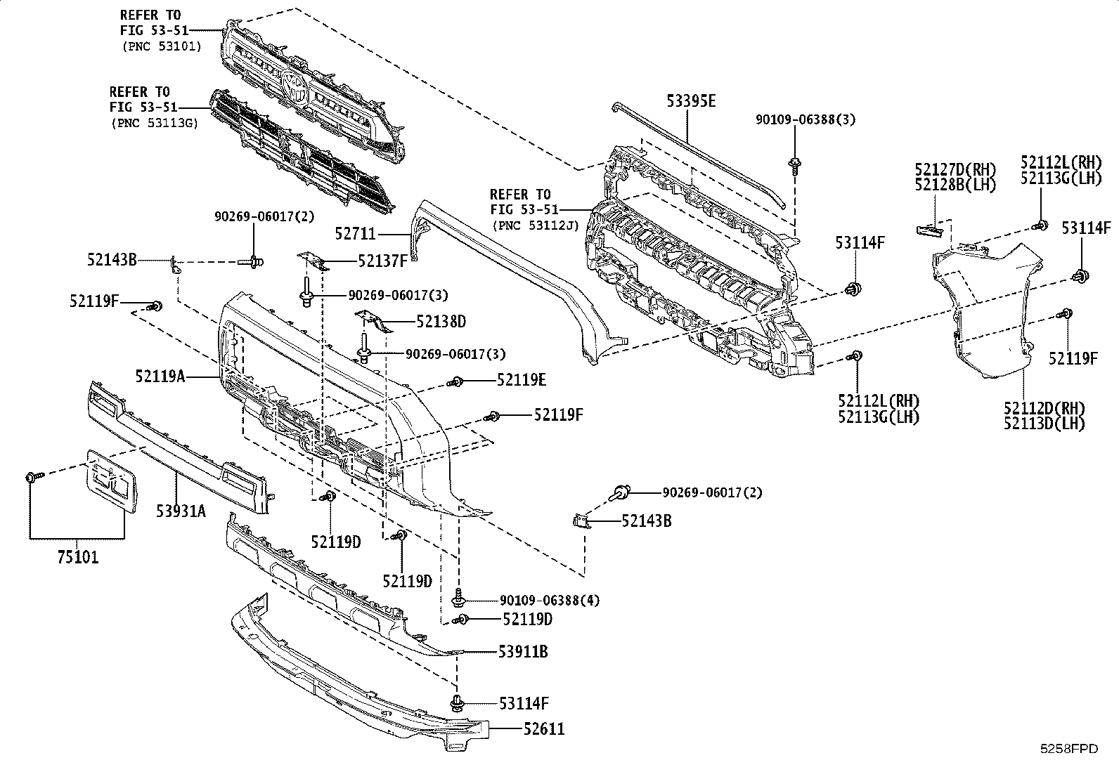 52138-35030 BRACKET, FRONT BUMPER ARM MOUNTING, NO.4 product image
