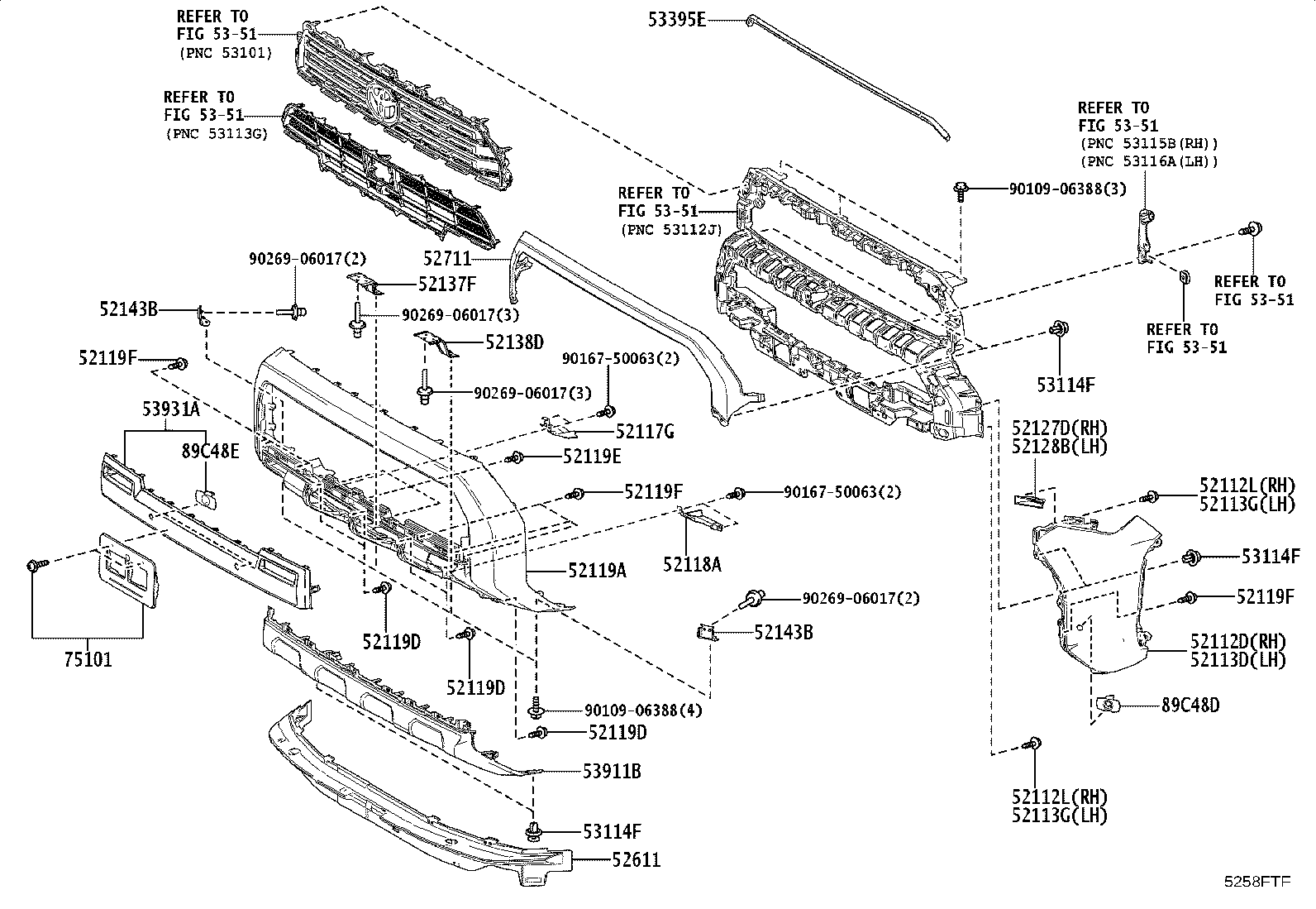 52138-35030 BRACKET, FRONT BUMPER ARM MOUNTING, NO.4 product image
