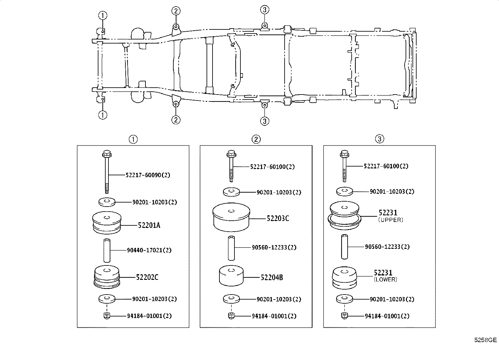 52203-60120 CUSHION SUB-ASSY, CAB MOUNTING, NO.2 UPPER product image