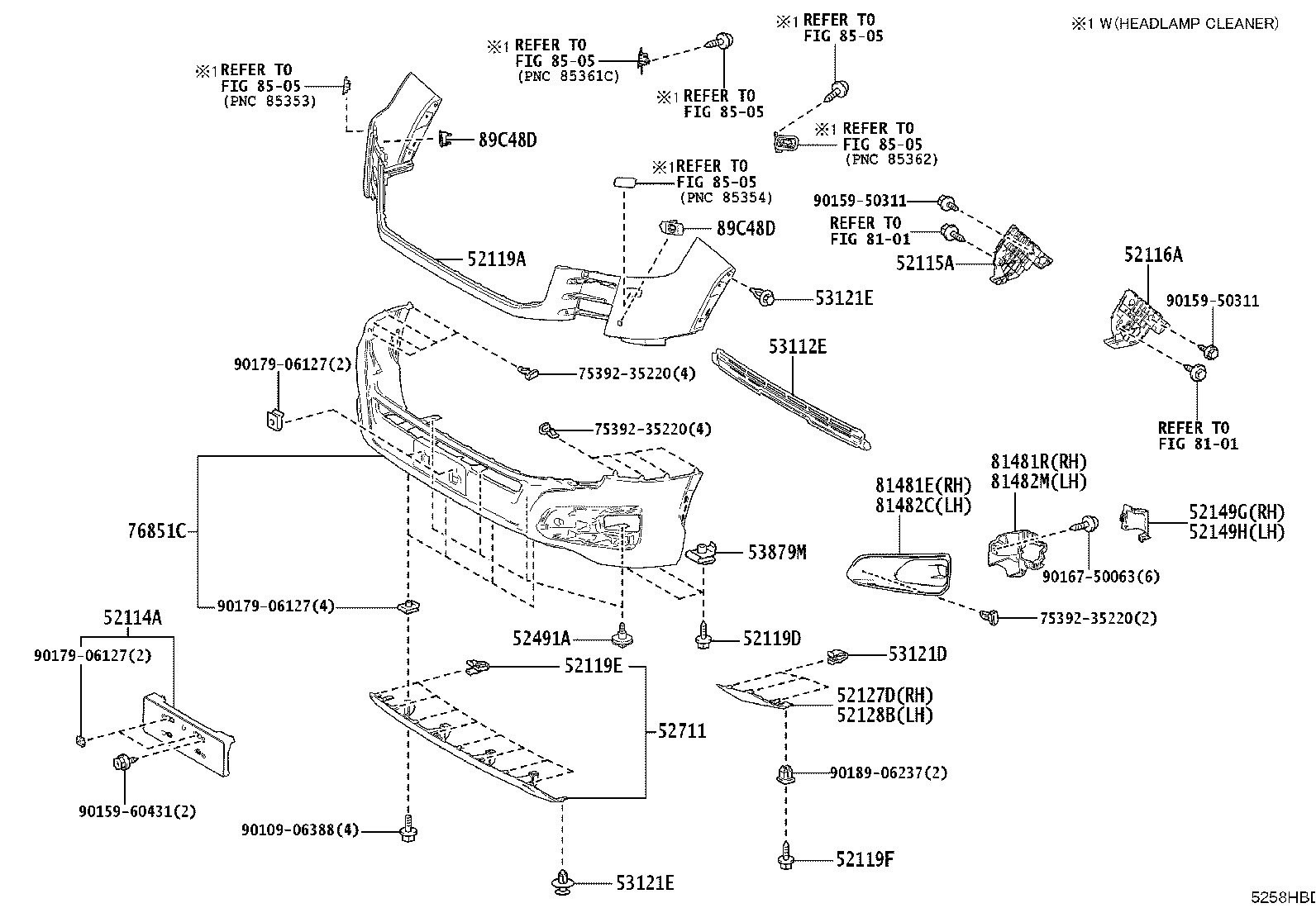52115-60280 SUPPORT, FRONT BUMPER SIDE, RH product image