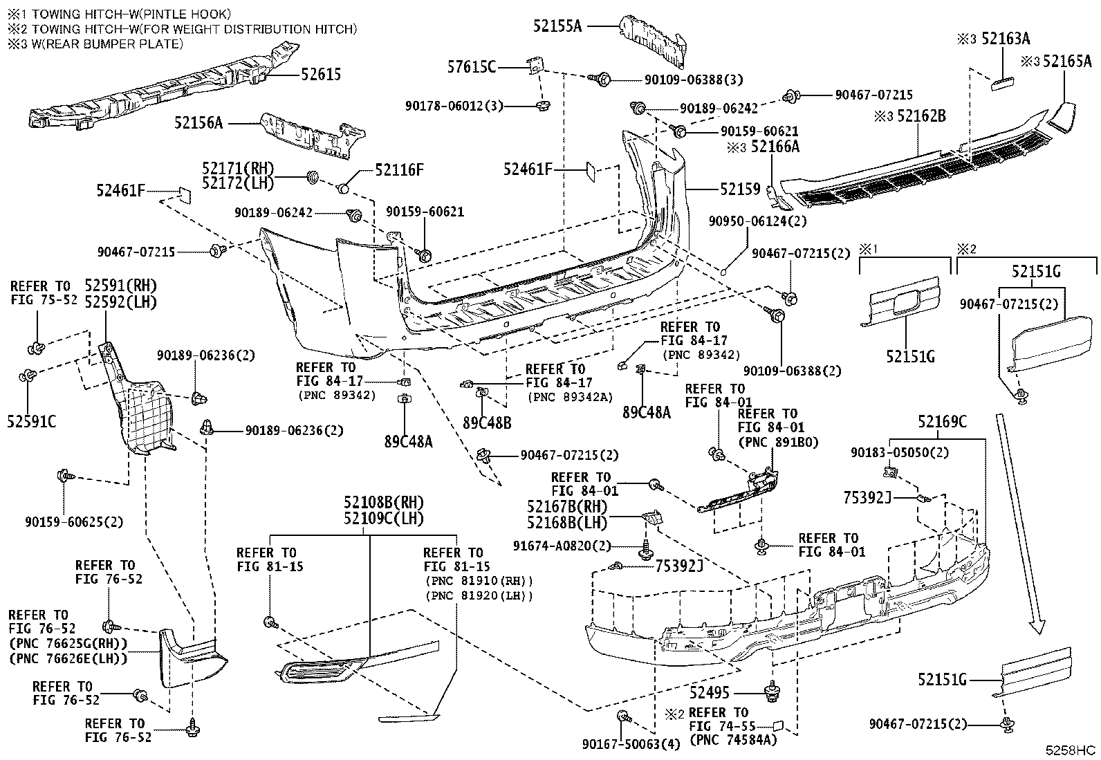 52151-60200 EXTENSION, REAR BUMPER product image