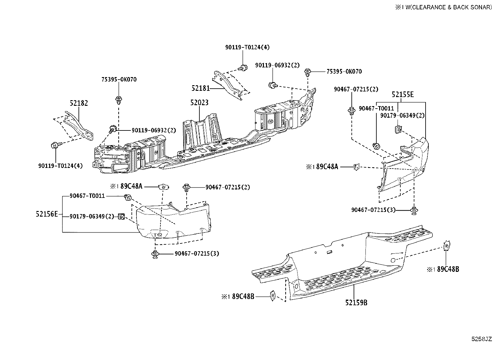 52023-0K150 REINFORCEMENT SUB-ASSY, REAR BUMPER product image