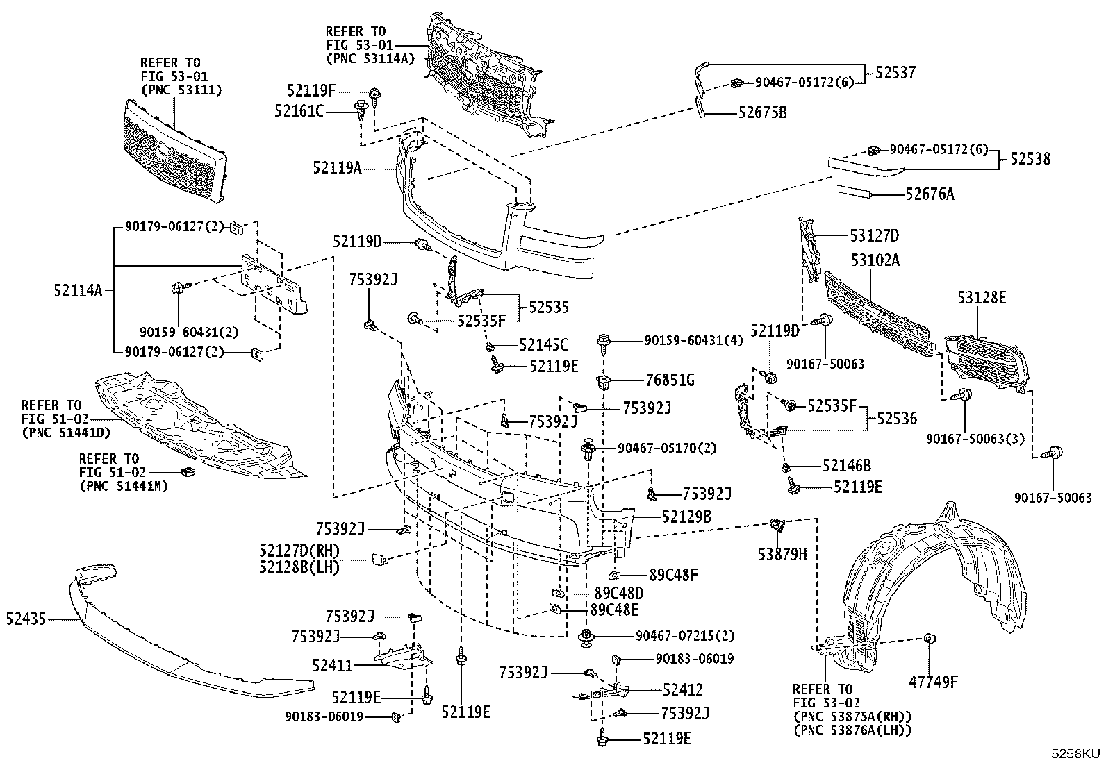 52114-40030 BRACKET, FRONT BUMPER EXTENSION MOUNTING product image