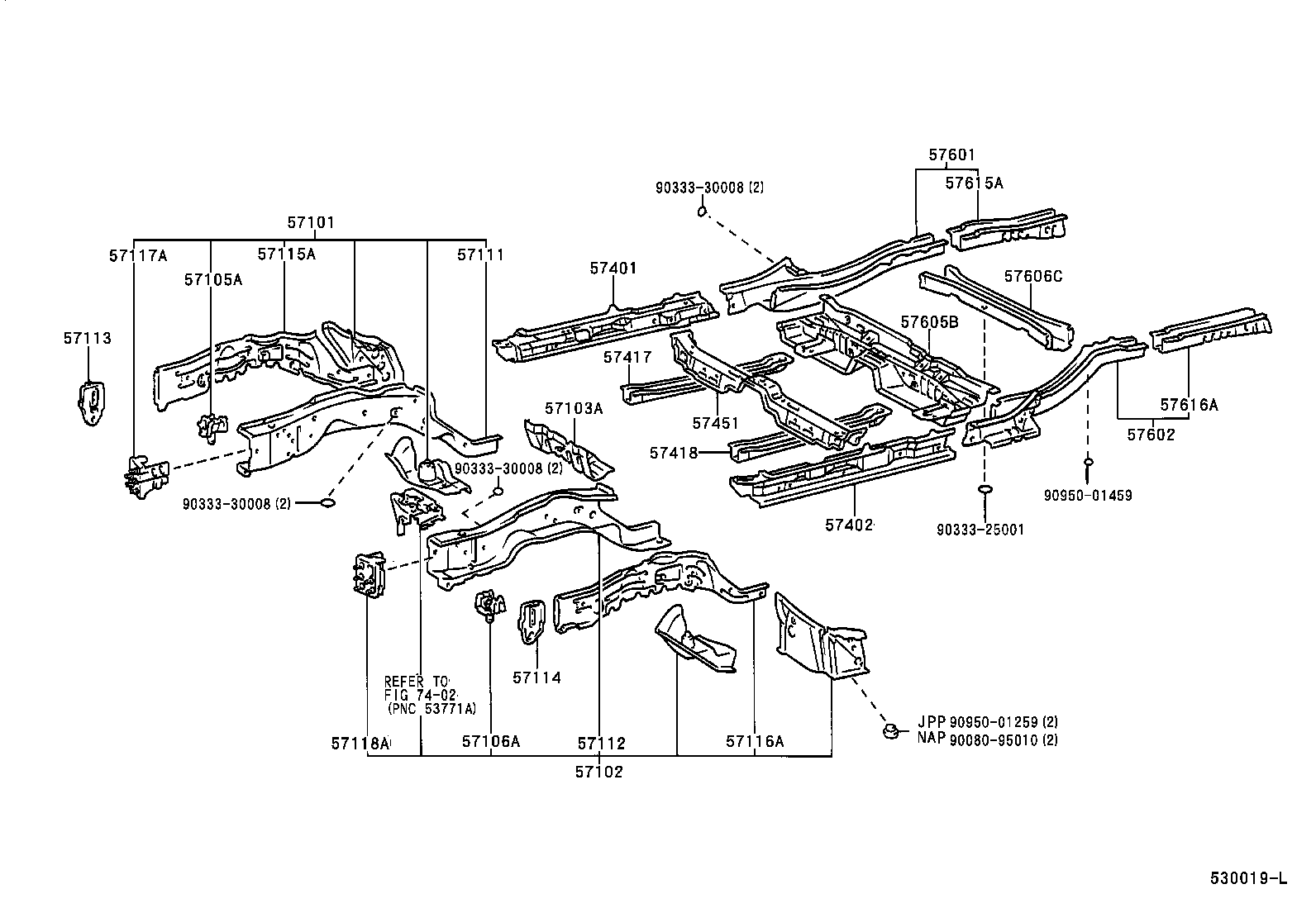57102-06030 MEMBER SUB-ASSY, FRONT SIDE, LH product image