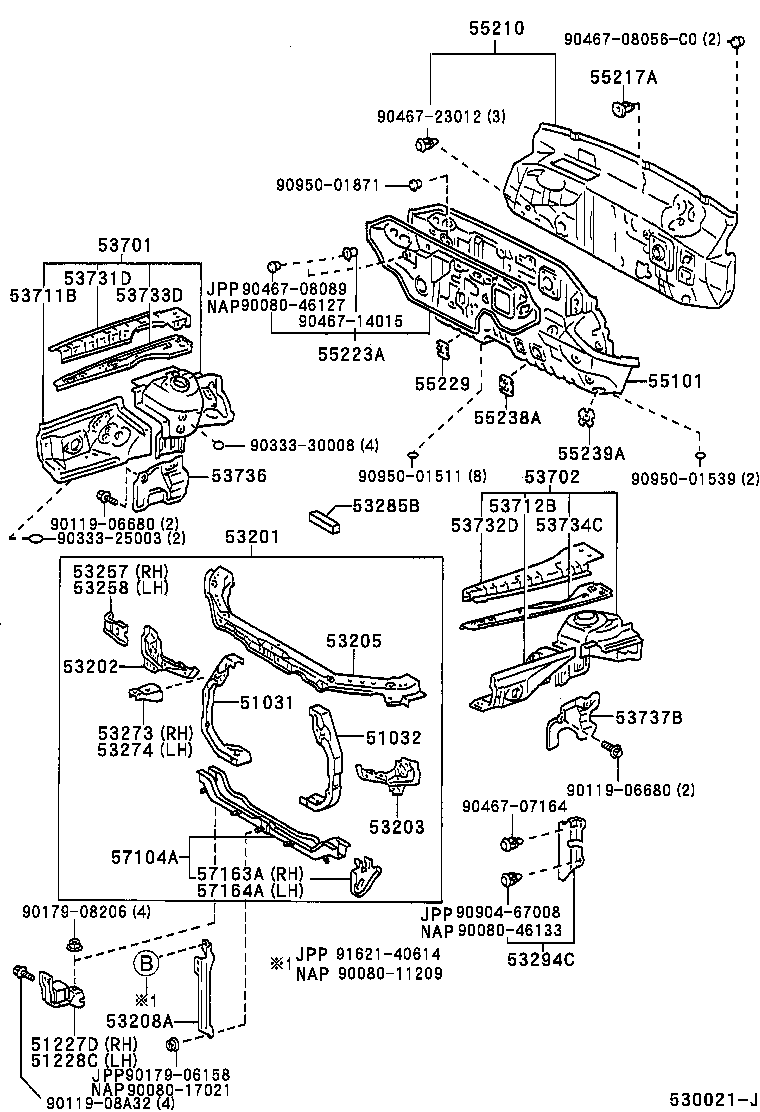 53201-33041 SUPPORT SUB-ASSY, RADIATOR product image