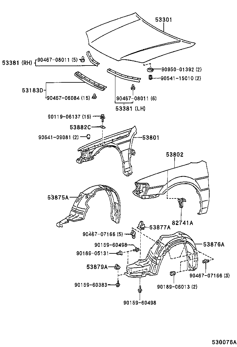 53382-16030 SEAL, HOOD TO RADIATOR SUPPORT product image