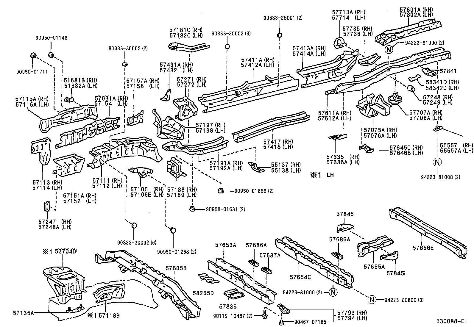 57105-20090 BRACKET SUB-ASSY, FRONT SUSPENSION MEMBER MOUNTING, FRONT RH product image