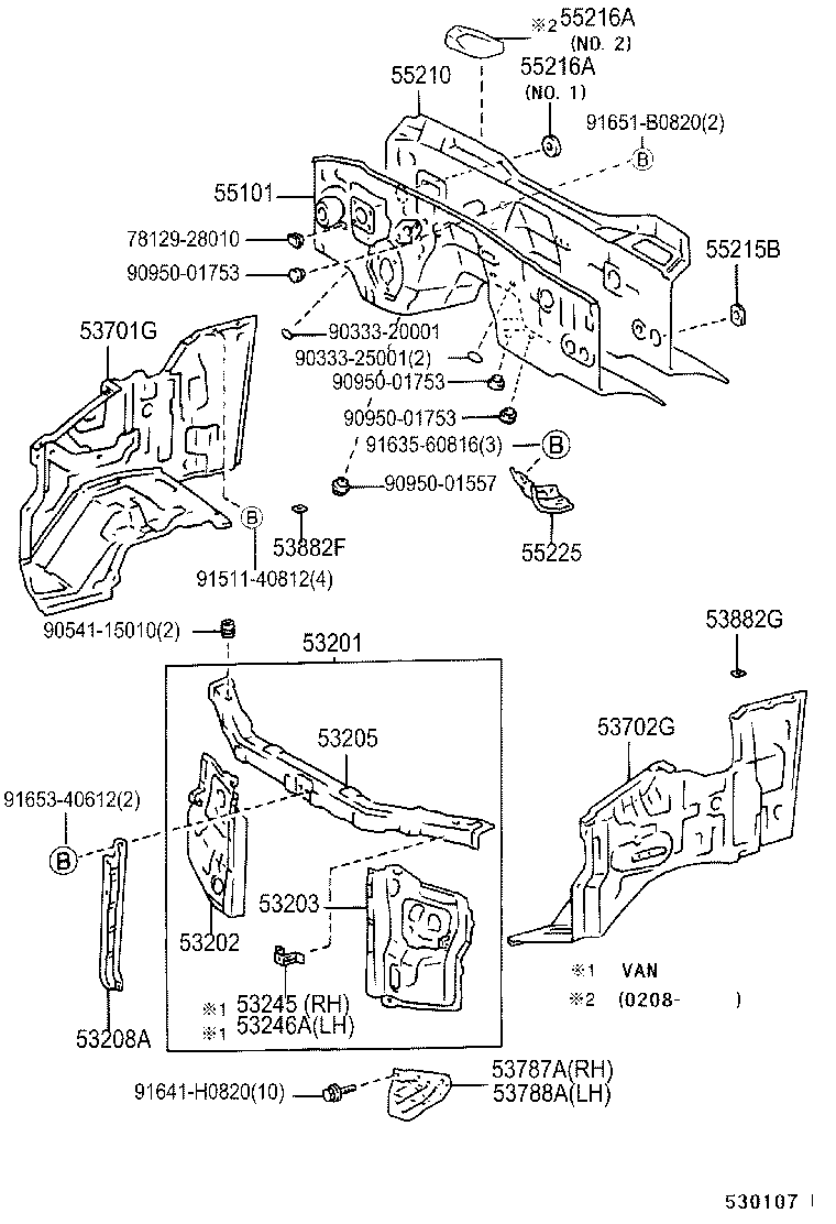 53215-28030 SUPPORT SUB-ASSY, HOOD LOCK product image