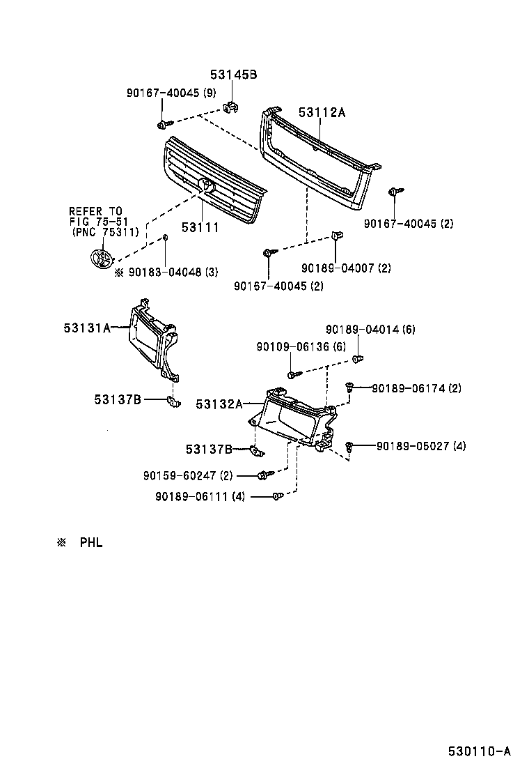 53114-0B030 GRILLE, RADIATOR product image