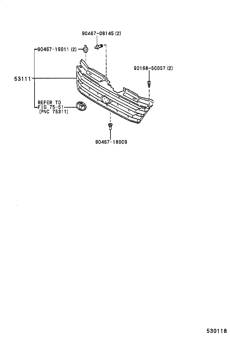 53100-28190 GRILLE, RADIATOR product image