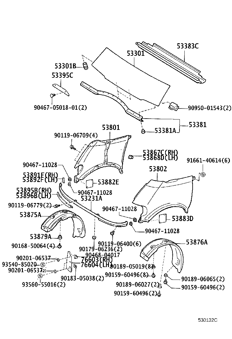 53395-28030 SEAL, HOOD TO RADIATOR GRILLE product image