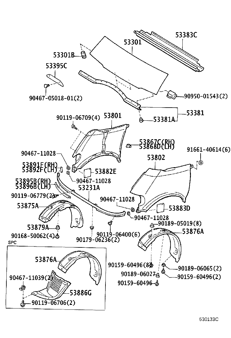 53801-28060 FENDER SUB-ASSY, FRONT RH product image