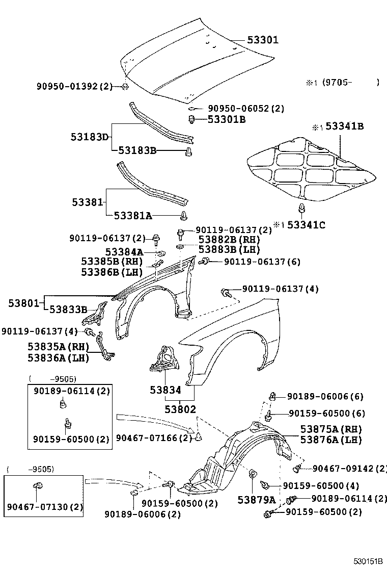 53875-12230 LINER, FRONT FENDER, RH product image