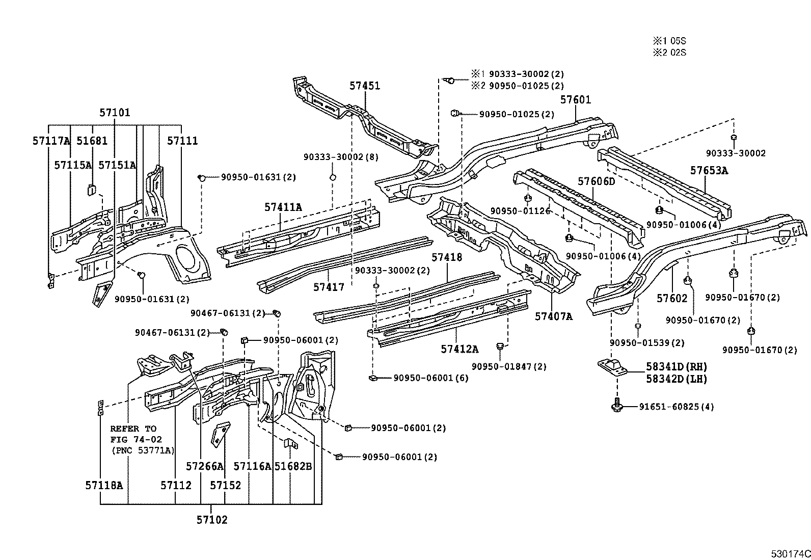 57102-12957 MEMBER SUB-ASSY, FRONT SIDE, LH product image