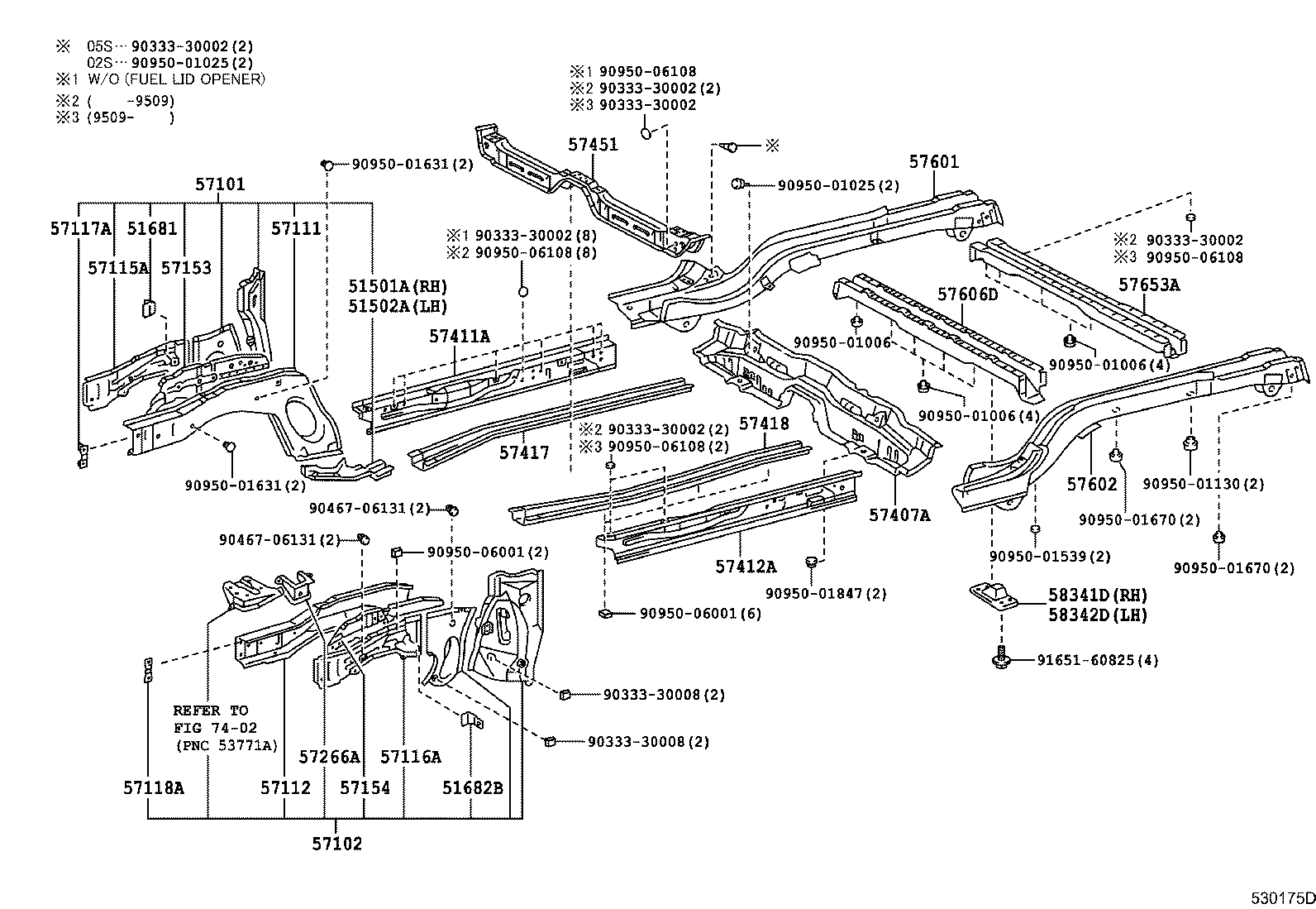 57102-12957 MEMBER SUB-ASSY, FRONT SIDE, LH product image